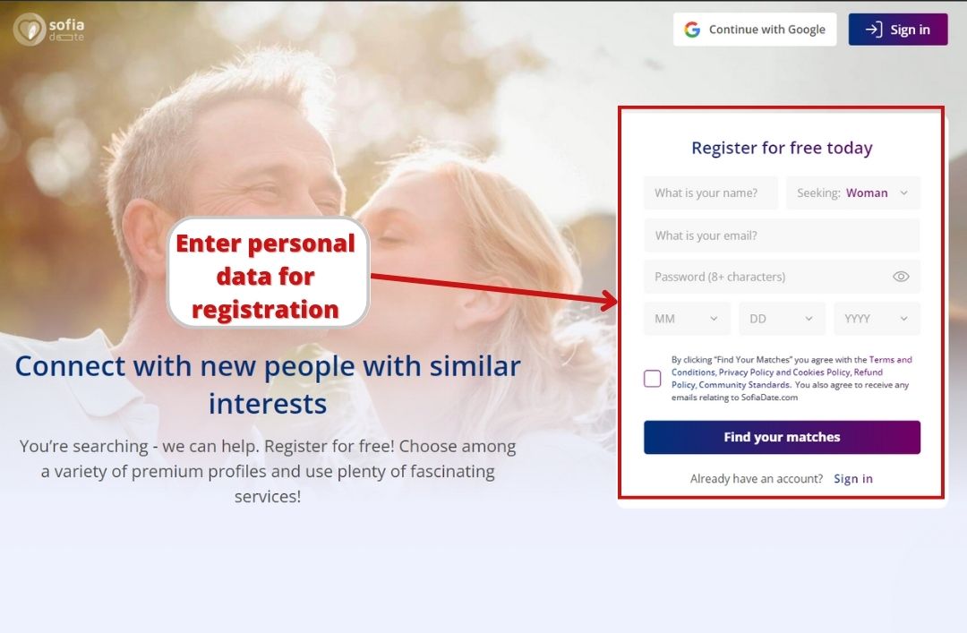 Sofia Date sign up
