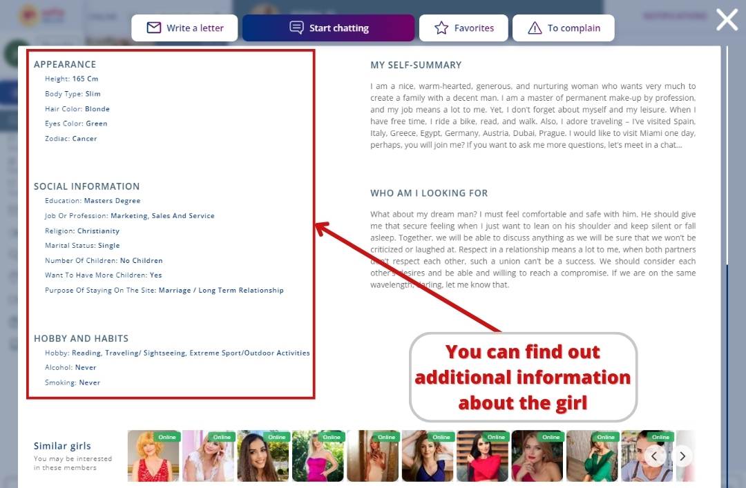 SofiaDate profile information