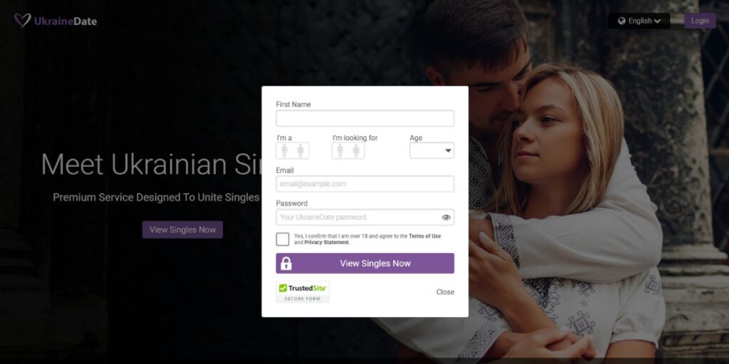 UkraineDate Sign up page